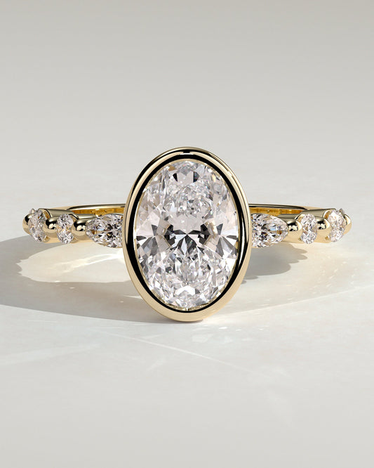 Oval Pave & Bezel Lab Grown Diamond Engagement Ring