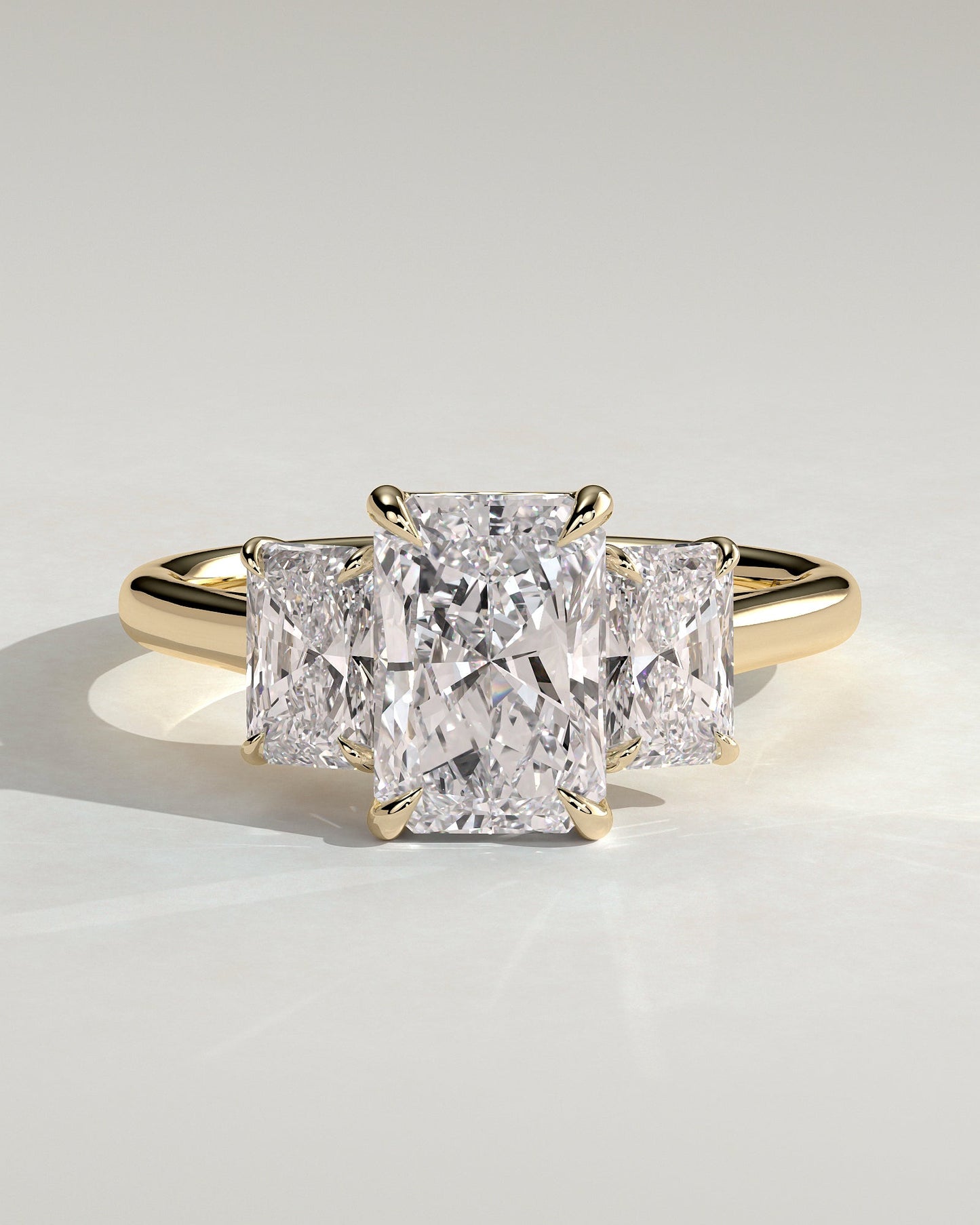 Radiant Three Stones Lab Grown Diamond Engagement Ring