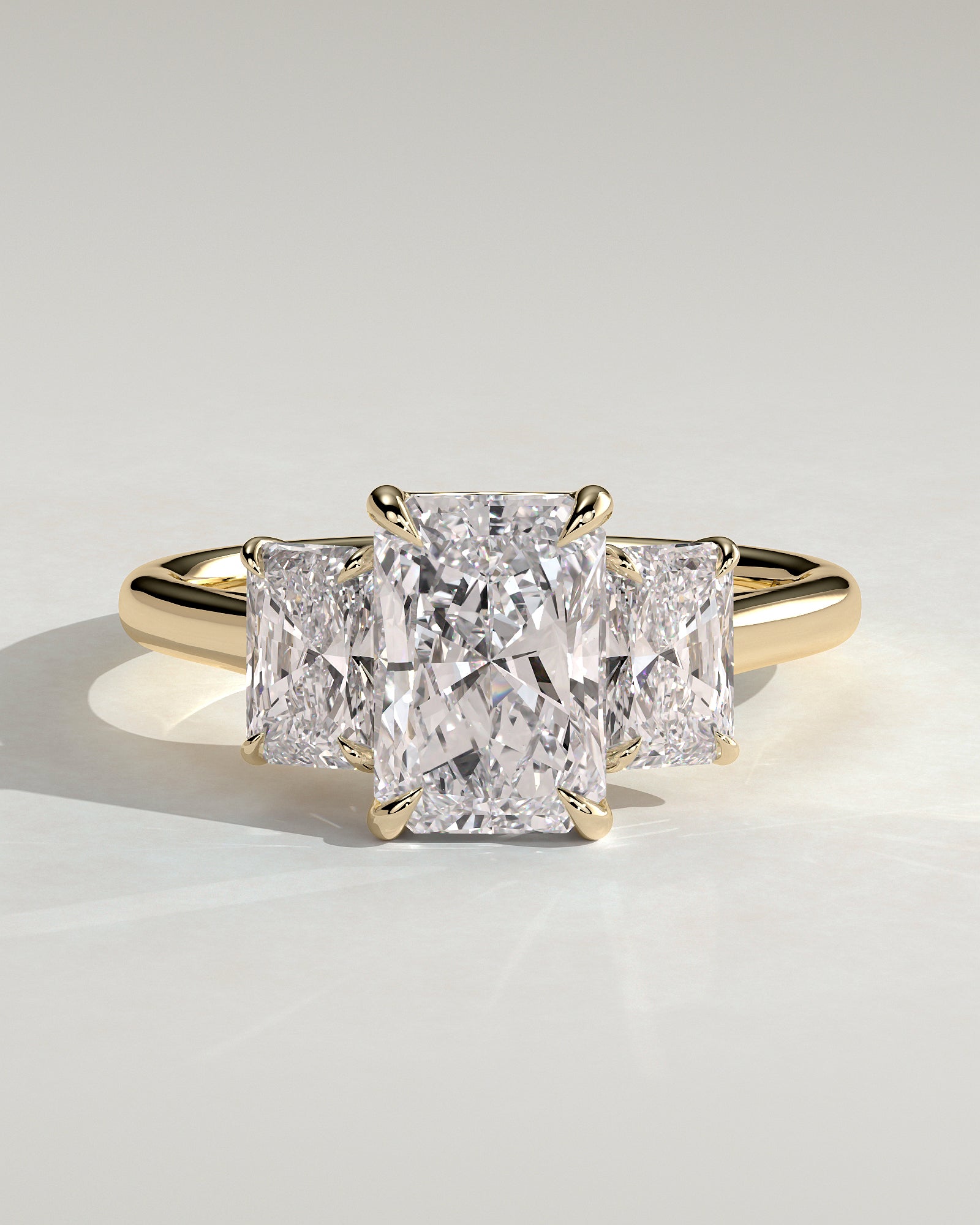Radiant Three Stones Lab Grown Diamond Engagement Ring