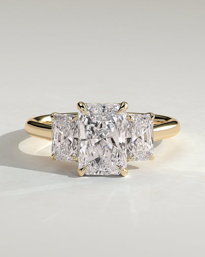 Radiant Three Stones Lab Grown Diamond Engagement Ring