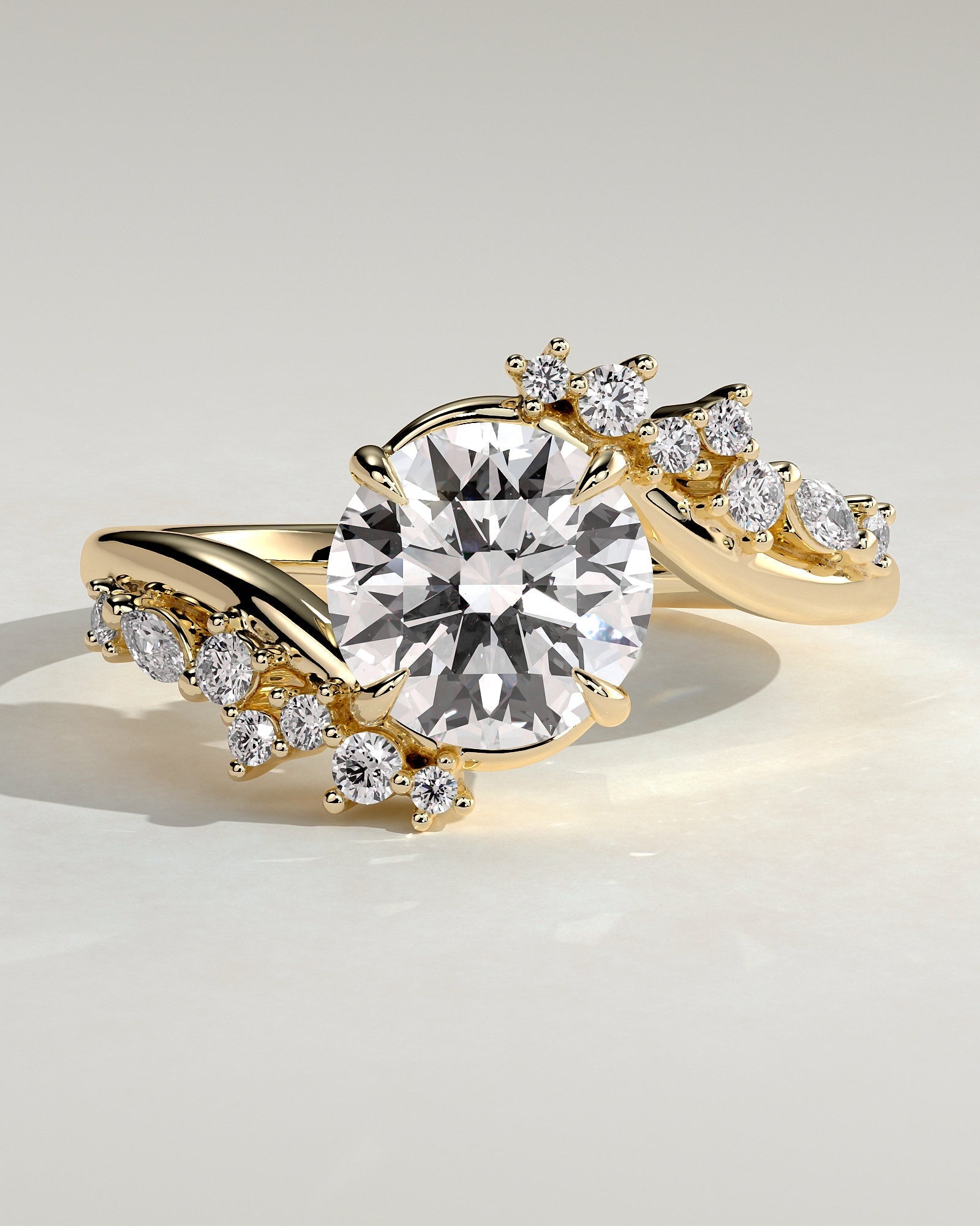 Round Swirl Cluster Lab Grown Diamond Engagement Ring