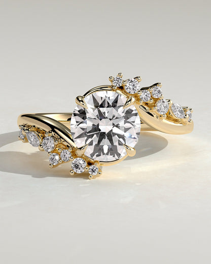 Round Swirl Cluster Lab Grown Diamond Engagement Ring