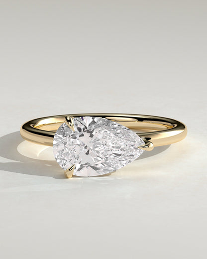 Pear East West Solitaire Lab Grown Diamond Engagement Ring