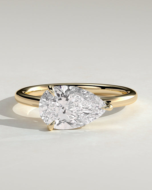 Pear East West Solitaire Lab Grown Diamond Engagement Ring