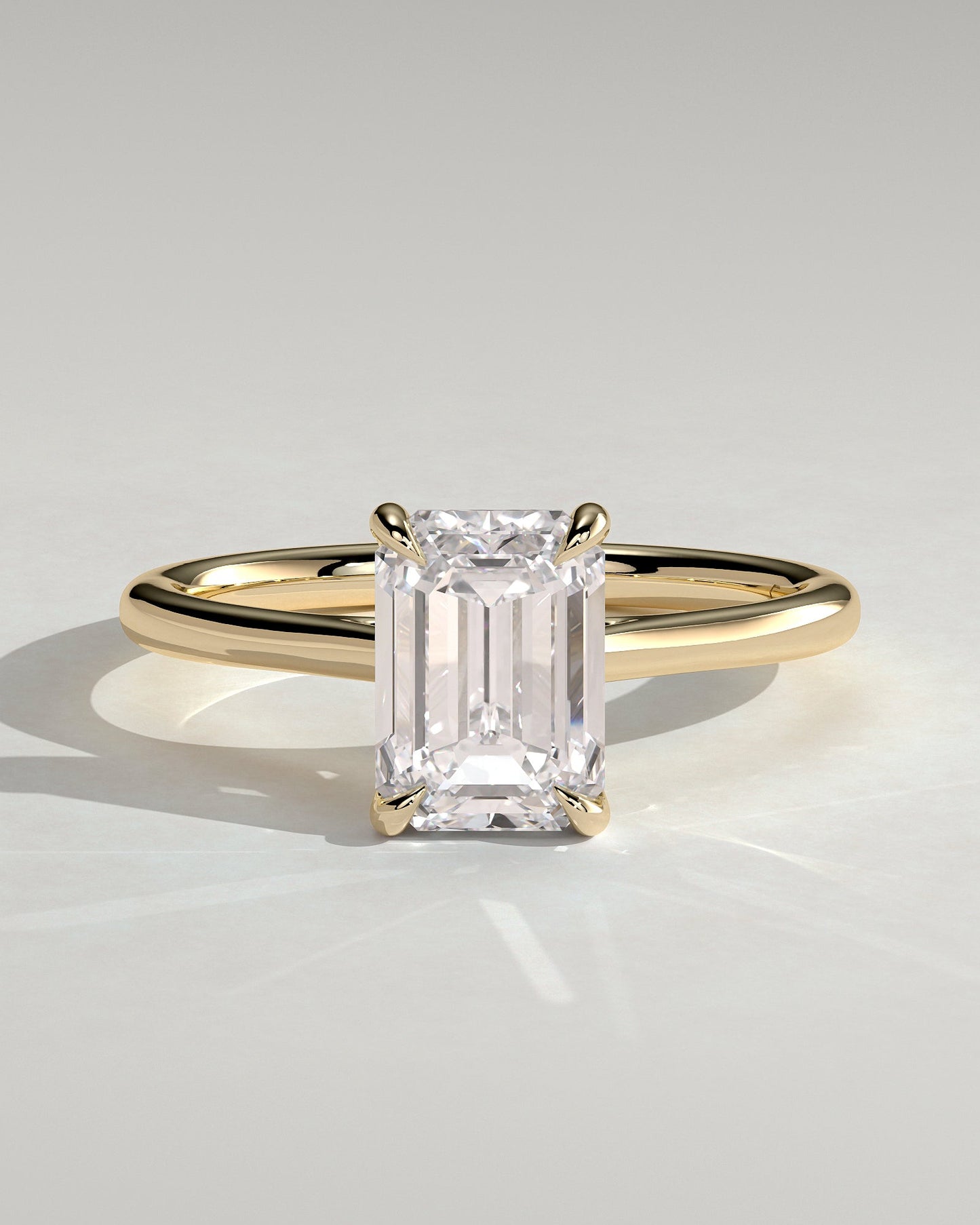 Emerald Hidden Halo Lab Grown Diamond Engagement Ring