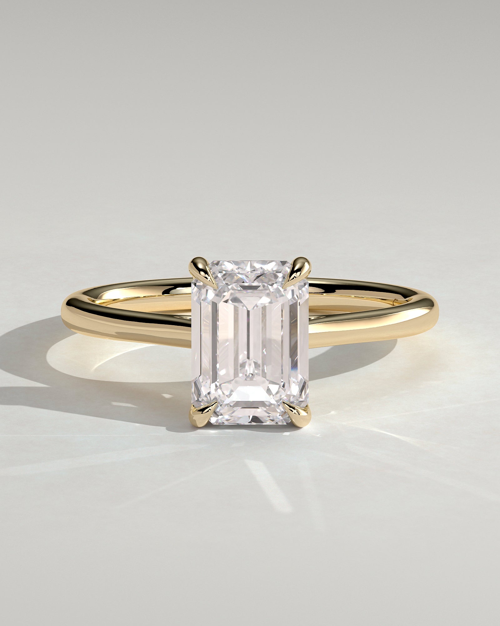 Emerald Hidden Halo Lab Grown Diamond Engagement Ring
