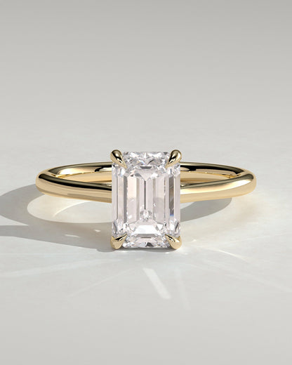 Emerald Hidden Halo Lab Grown Diamond Engagement Ring