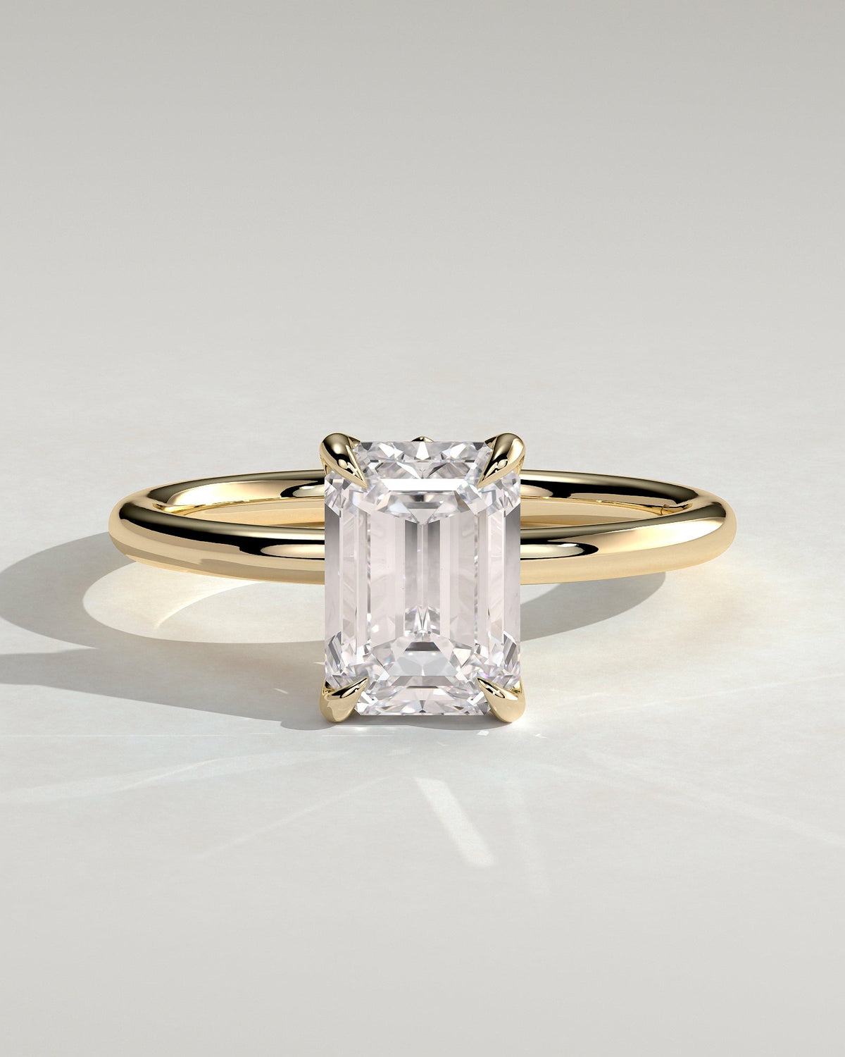Emerald Solitaire With Tulip Prongs Lab Grown Diamond Engagement Ring