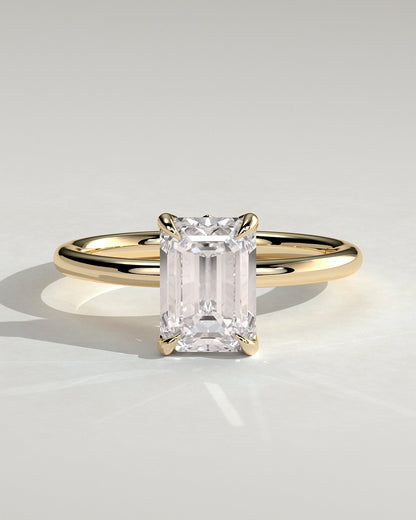 Emerald Solitaire With Tulip Prongs Lab Grown Diamond Engagement Ring