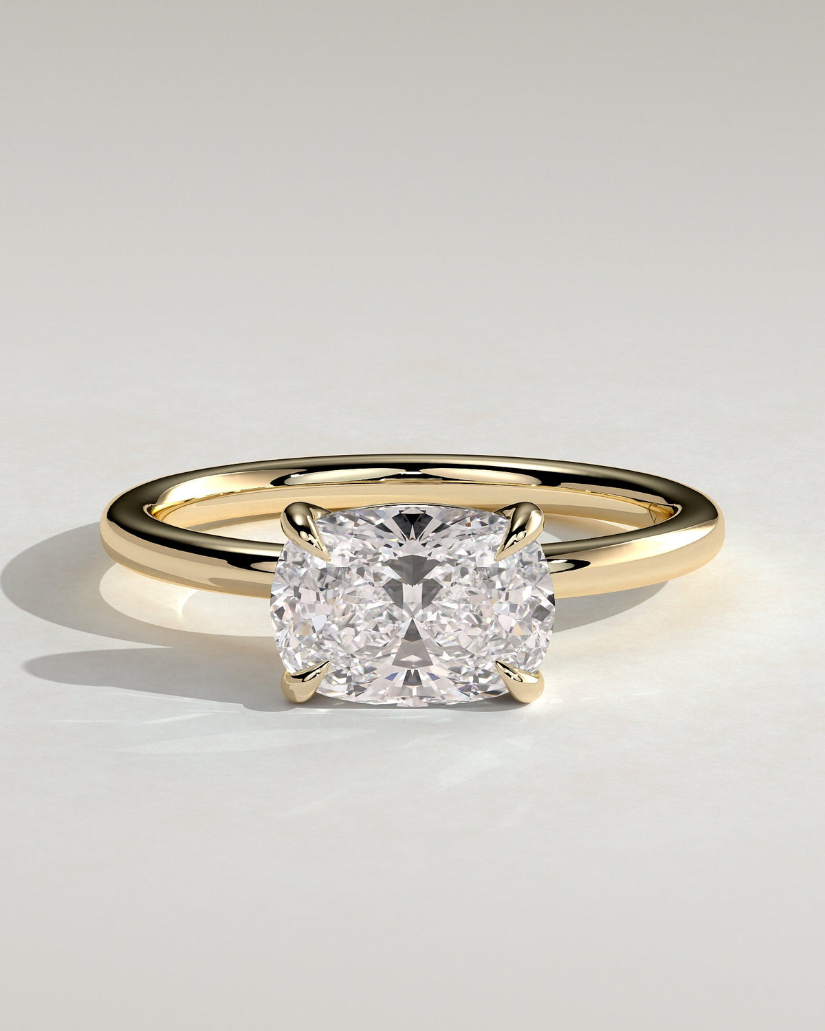 Elongated Cushion East West Solitaire Lab Grown Diamond Engagement Ring