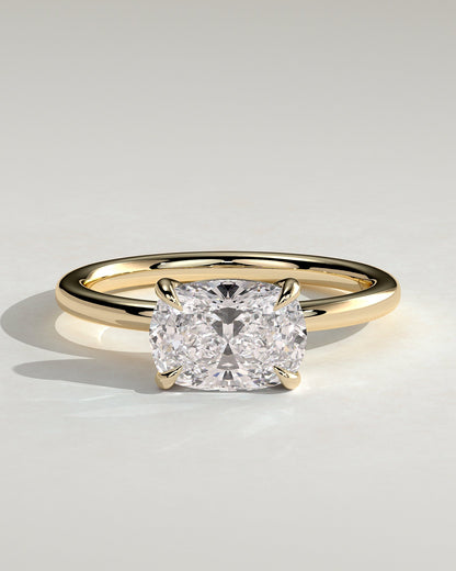 Elongated Cushion East West Solitaire Lab Grown Diamond Engagement Ring