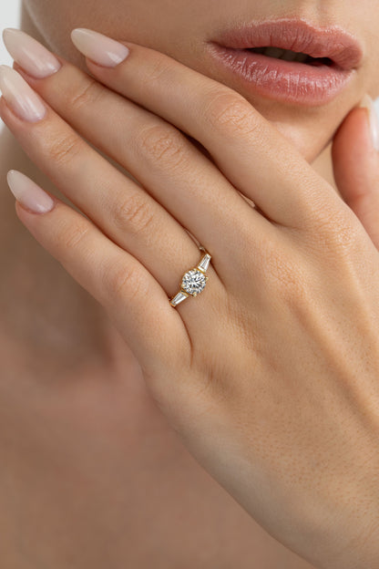 2 CT Round Three Stones Lab Grown Diamond Engagement Ring