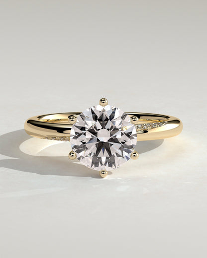 Round Minimal Cluster Lab Grown Diamond Engagement Ring