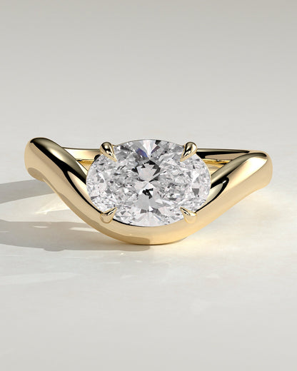 Oval Swirl Solitaire Lab Grown Diamond Engagement Ring