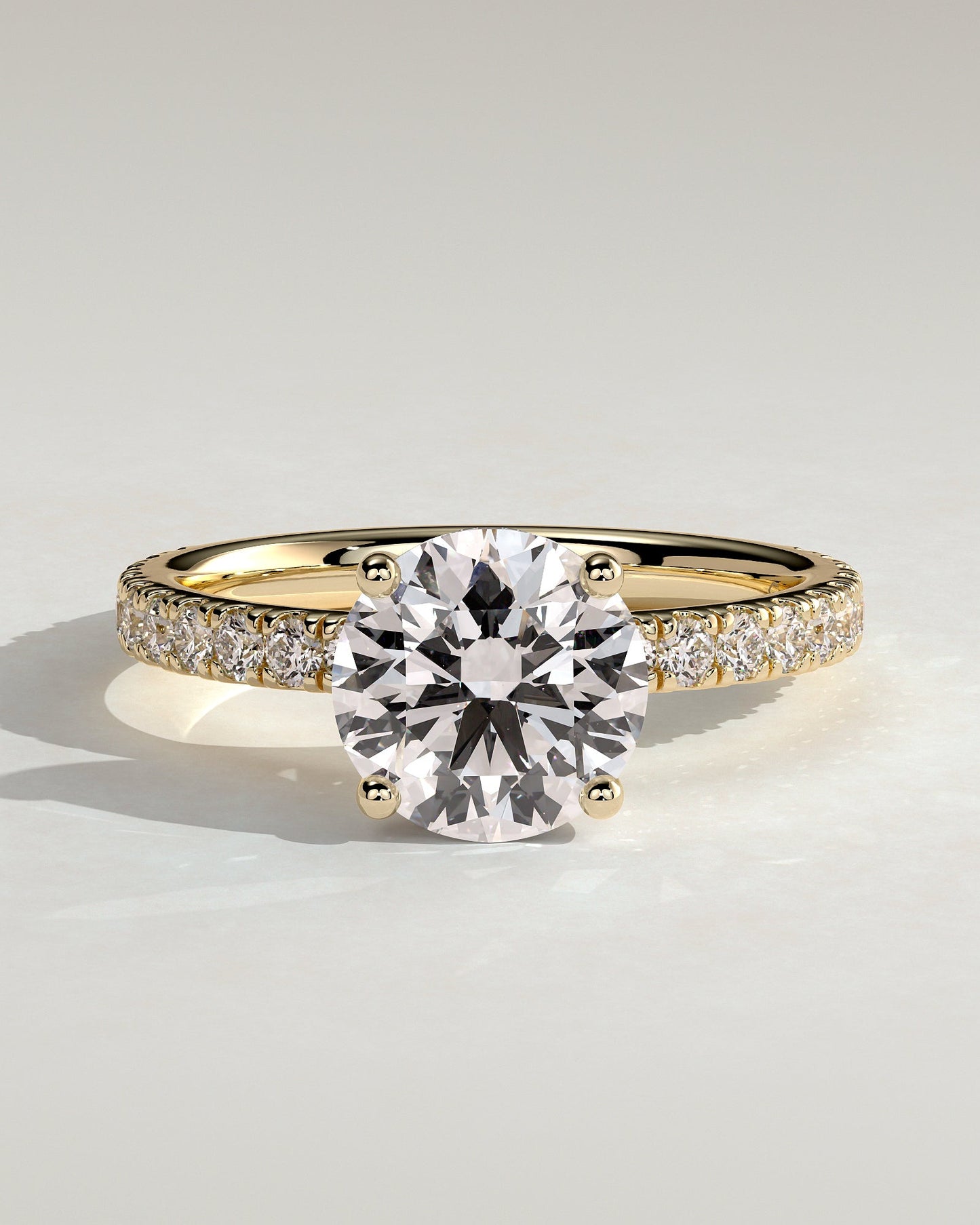 Round Hidden Halo and Pave Lab Grown Diamond Engagement Ring