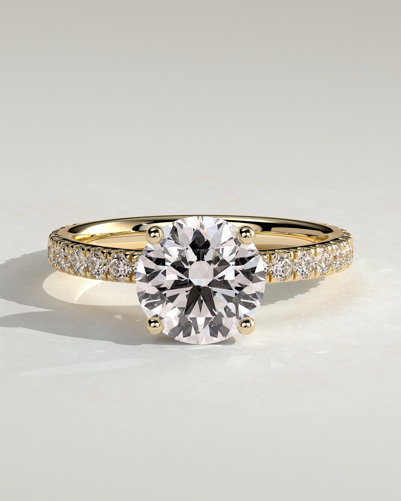 Round Hidden Halo and Pave Lab Grown Diamond Engagement Ring