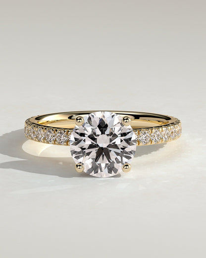 Round Hidden Halo and Pave Lab Grown Diamond Engagement Ring