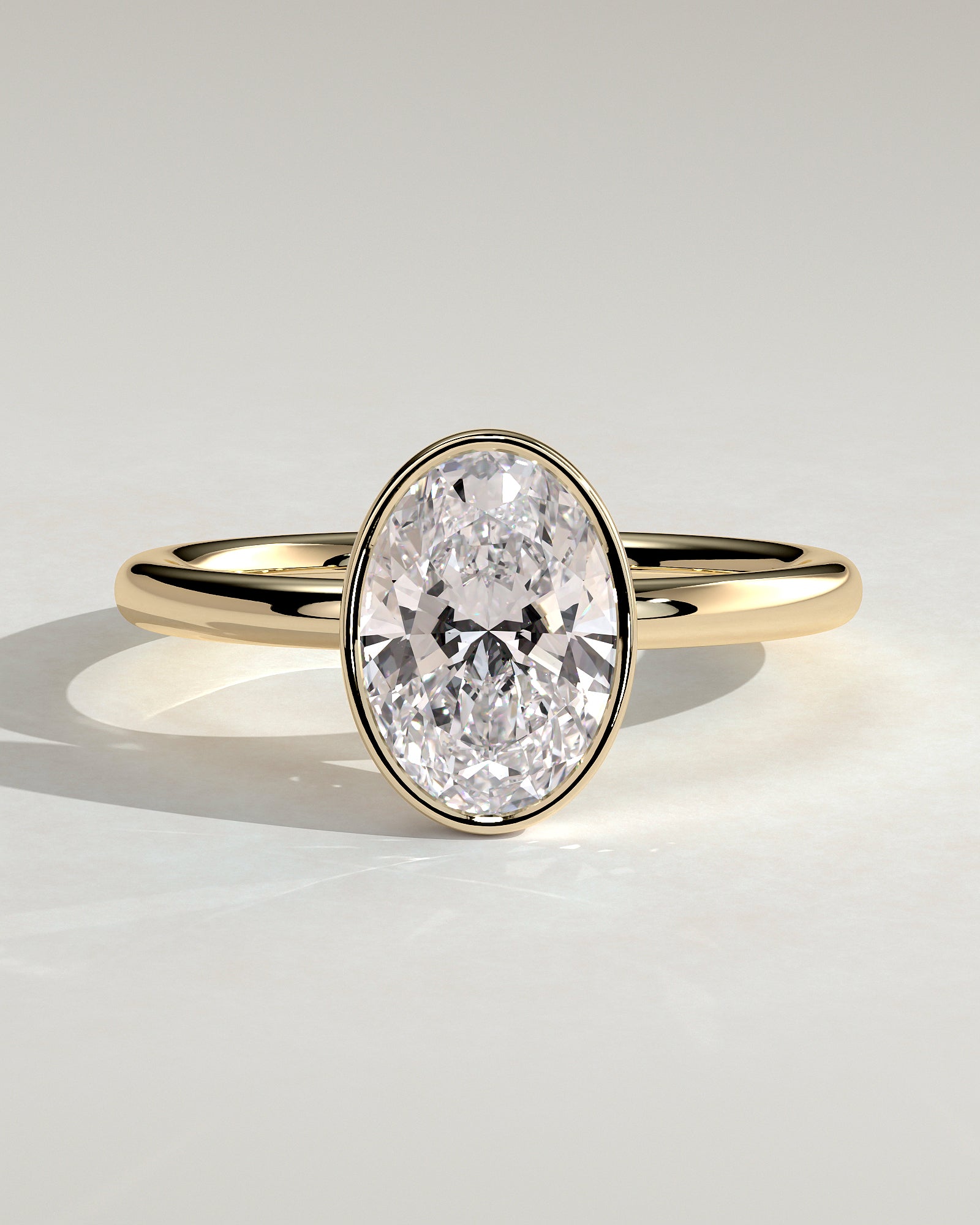 Oval Solitaire Bezel Lab Grown Diamond Engagement Ring