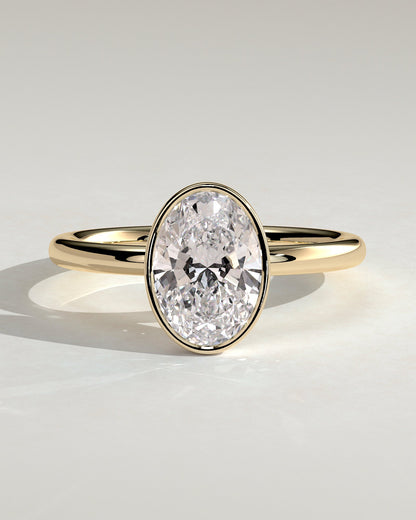 Oval Solitaire Bezel Lab Grown Diamond Engagement Ring