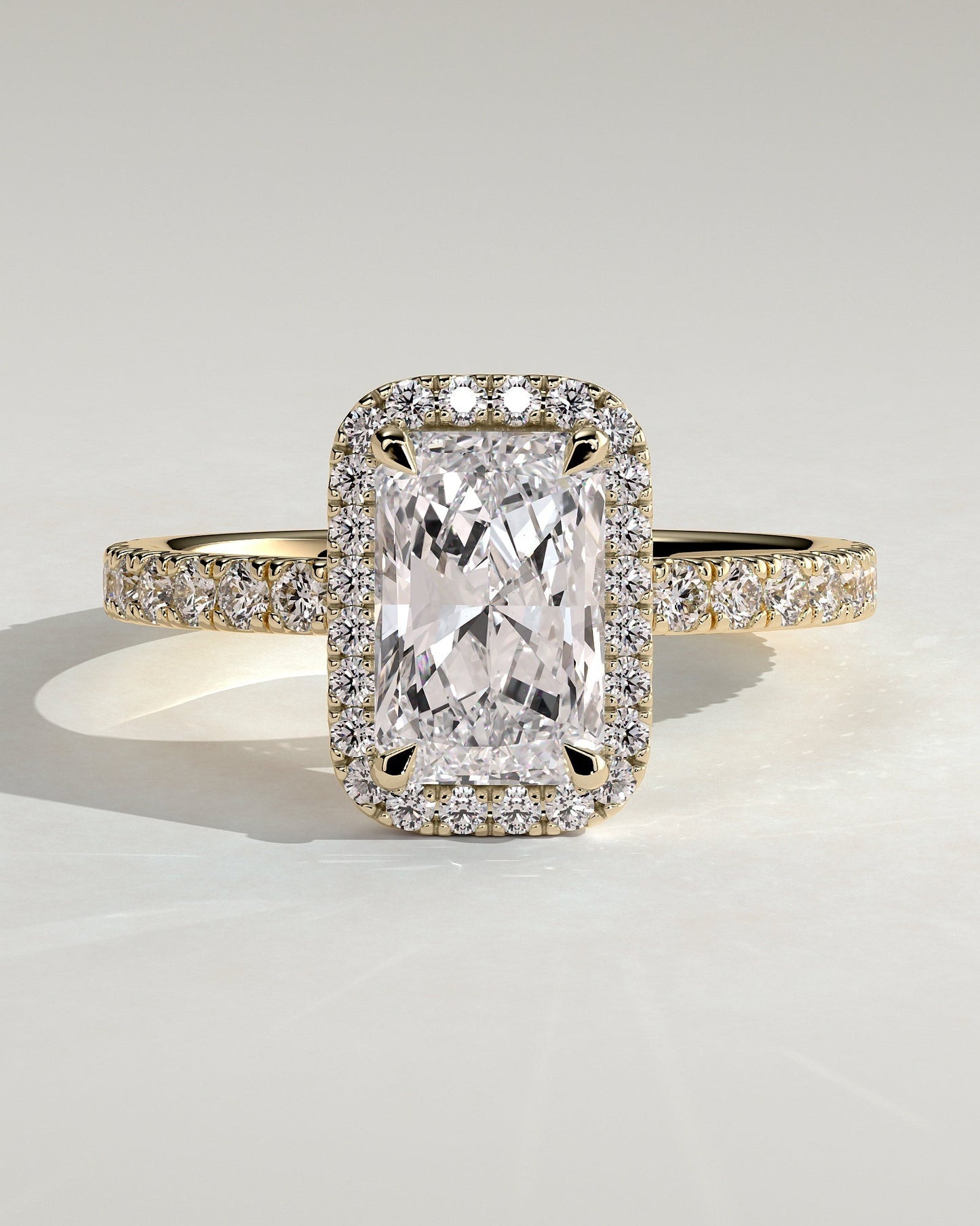 Radiant Halo and Pave Lab Grown Diamond Engagement Ring