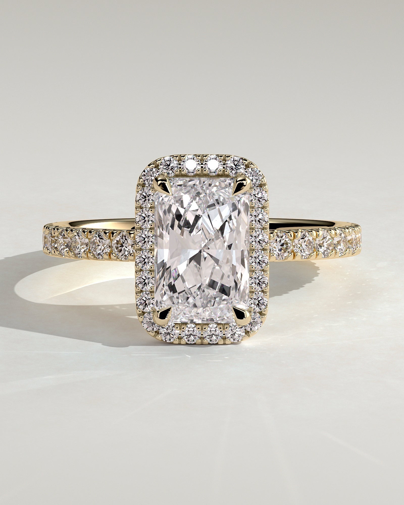 Radiant Halo and Pave Lab Grown Diamond Engagement Ring