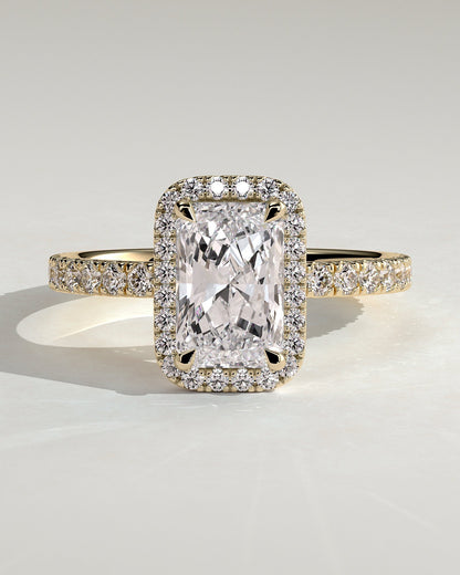 Radiant Halo and Pave Lab Grown Diamond Engagement Ring