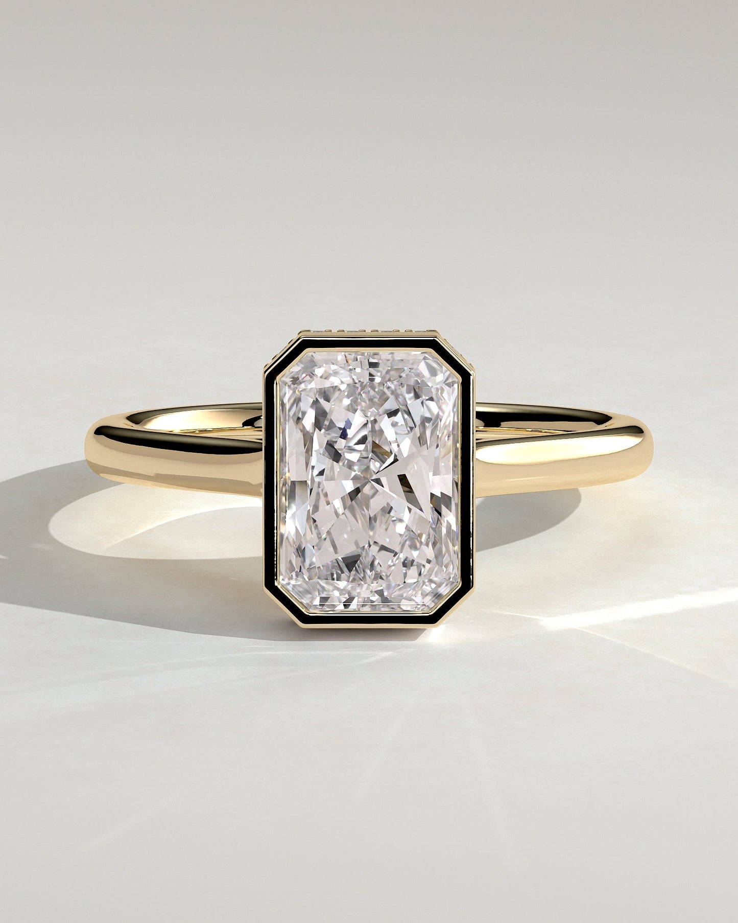Radiant Hidden Halo and Bezel Lab Grown Diamond Engagement Ring