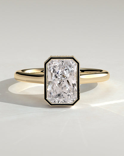 Radiant Hidden Halo and Bezel Lab Grown Diamond Engagement Ring
