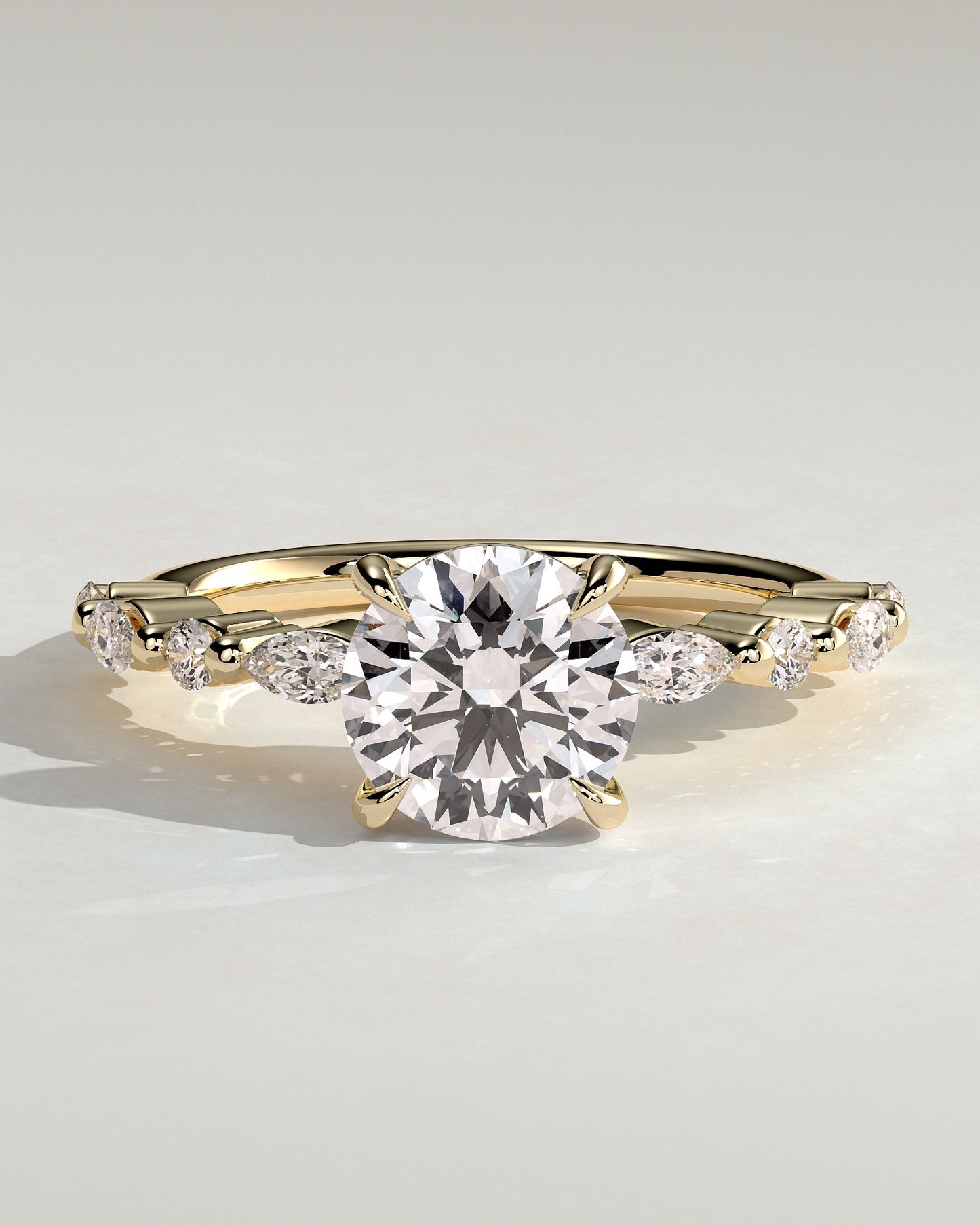 Round Pave Lab Grown Diamond Engagement Ring