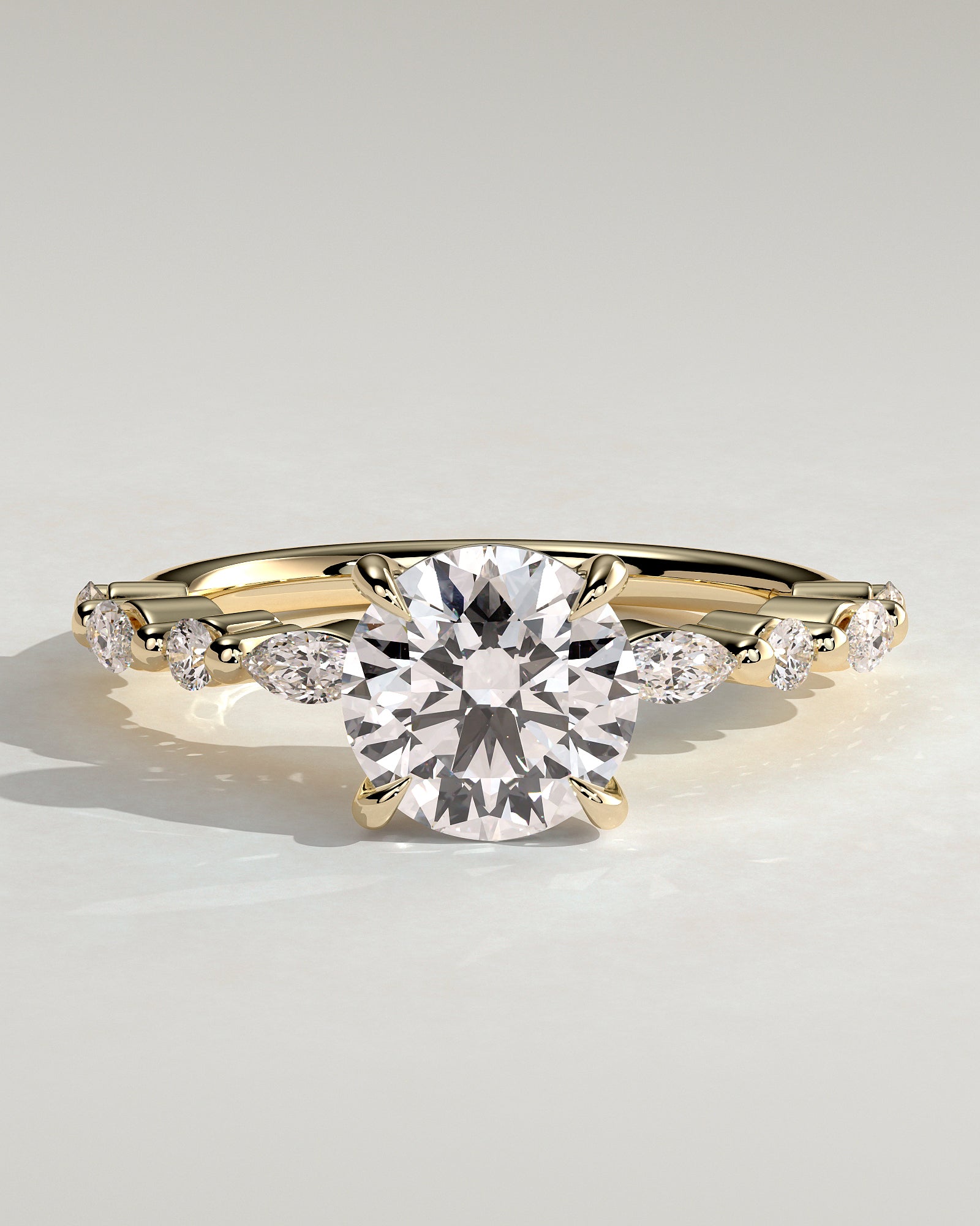Round Pave Lab Grown Diamond Engagement Ring