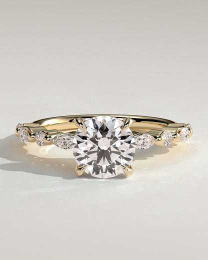Round Pave Lab Grown Diamond Engagement Ring
