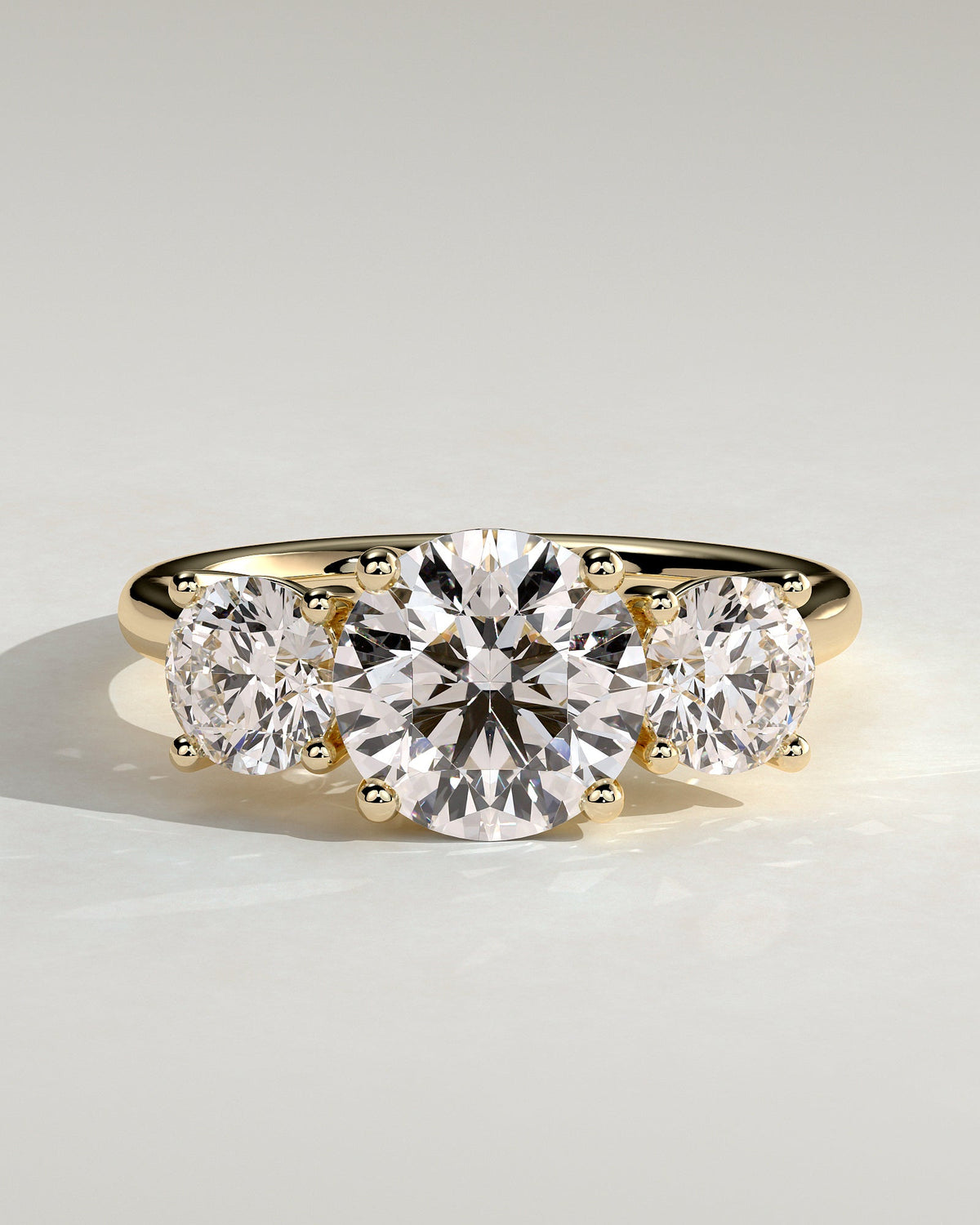 Round Three Stones With Trellis Gallery Lab Grown Diamond Engagement Ring