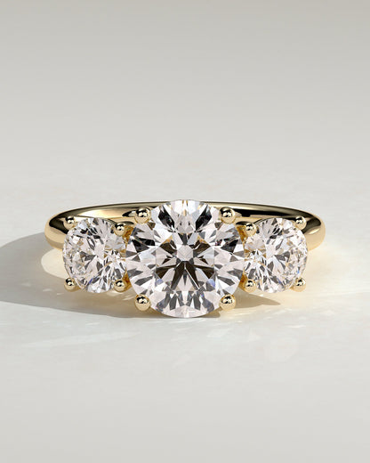 Round Three Stones With Trellis Gallery Lab Grown Diamond Engagement Ring