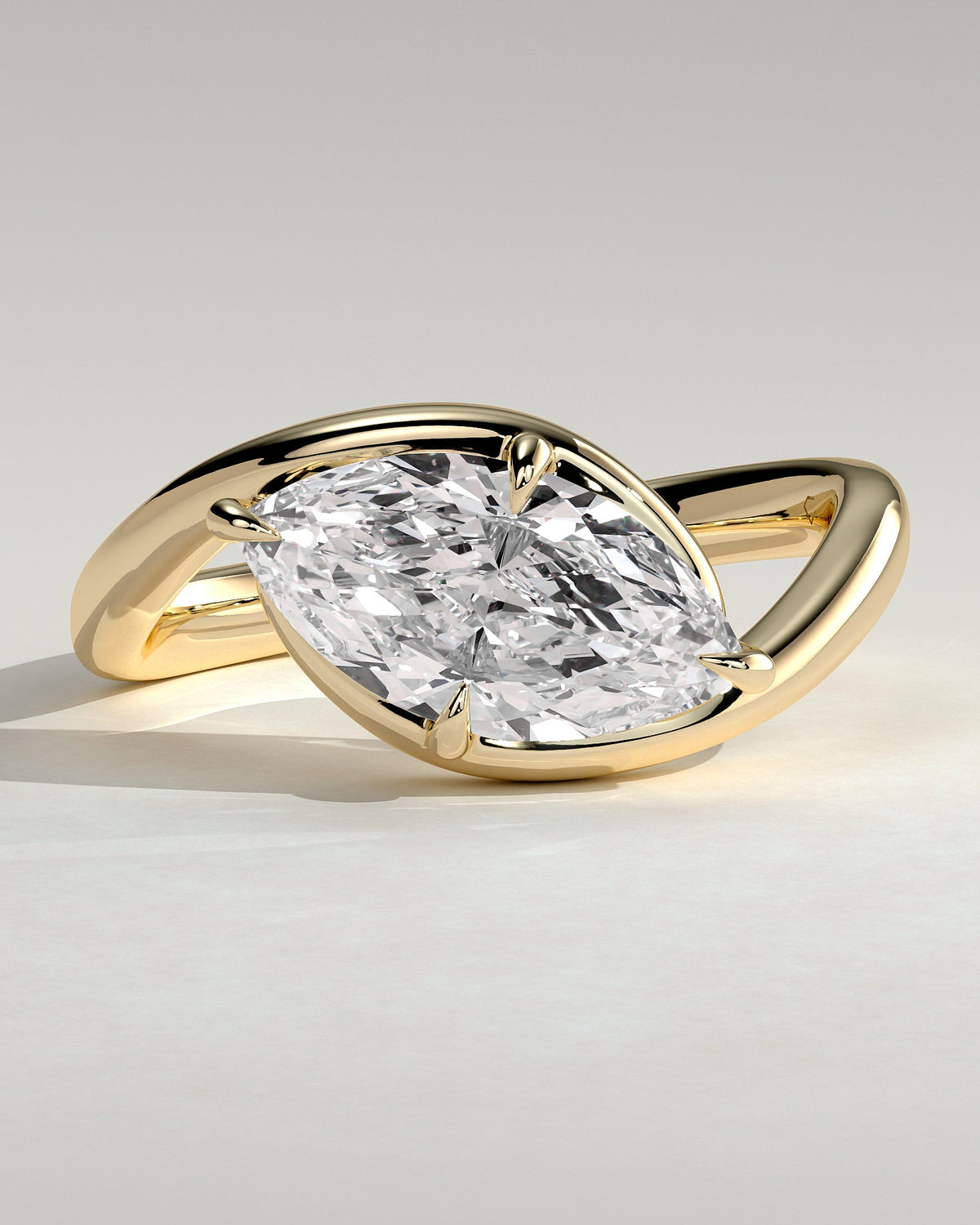Marquise Swirl Solitaire Lab Grown Diamond Engagement Ring