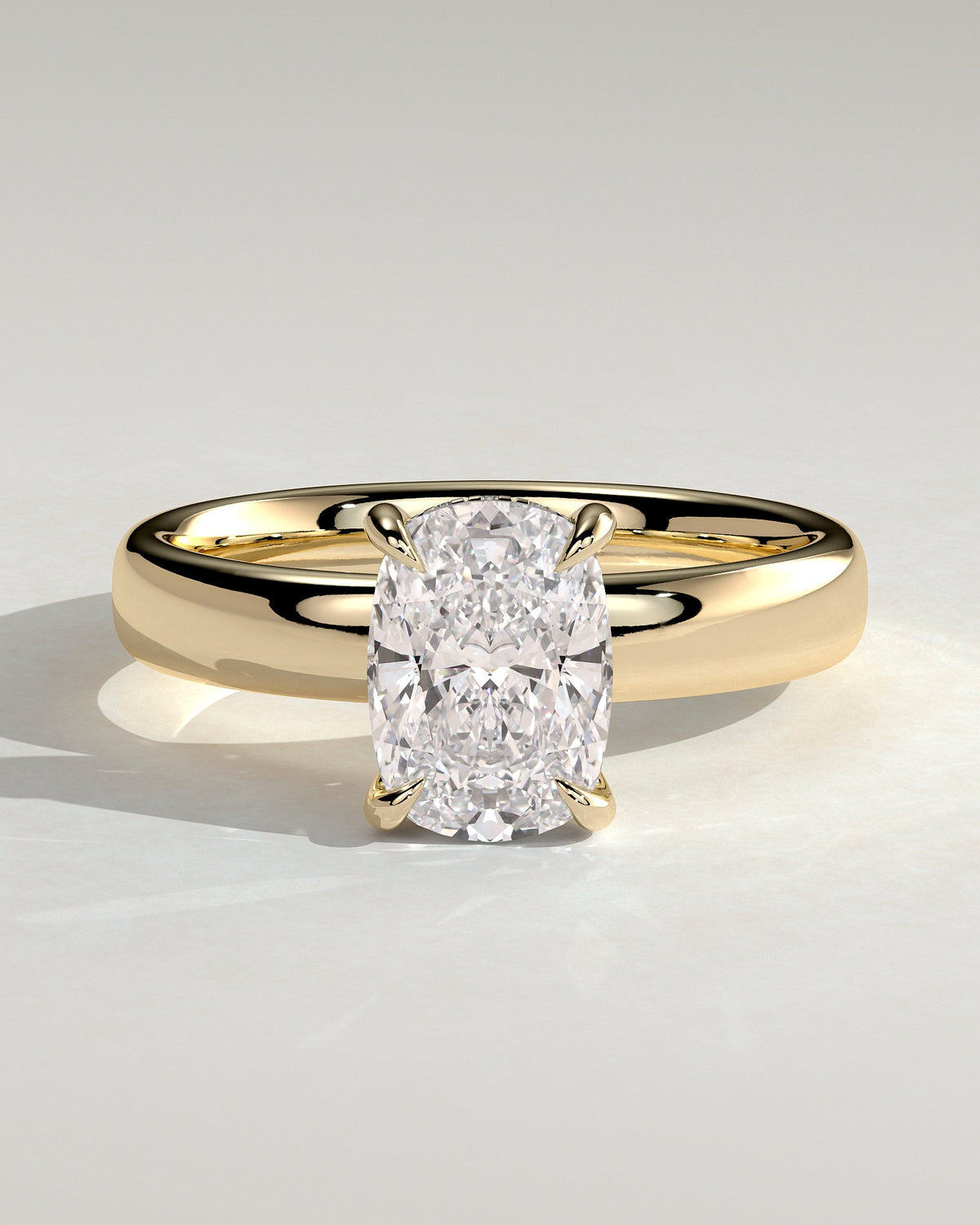 Elongated Cushion Hidden Halo Lab Grown Diamond Engagement Ring