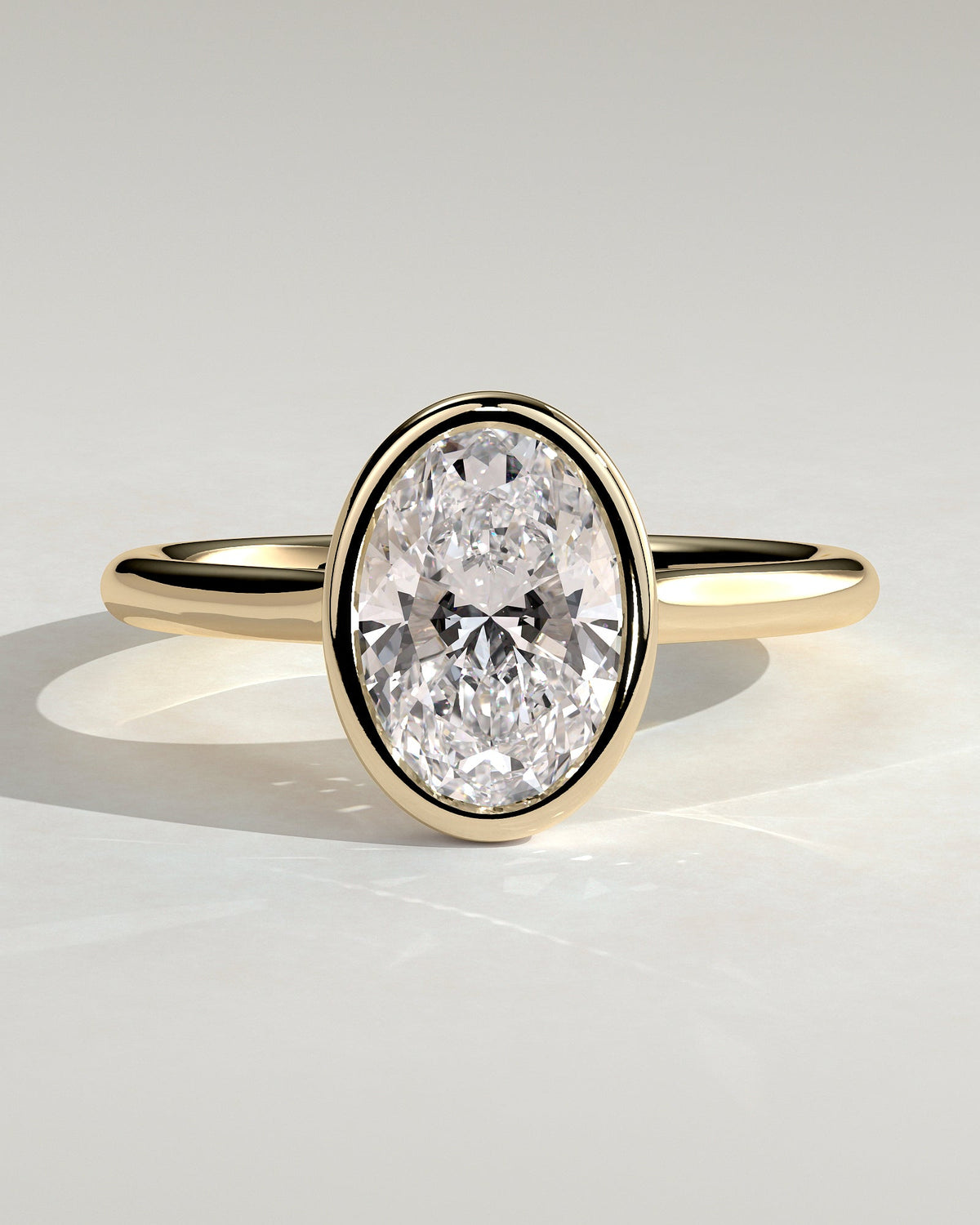 Oval Bezel Solitaire Lab Grown Diamond Engagement Ring