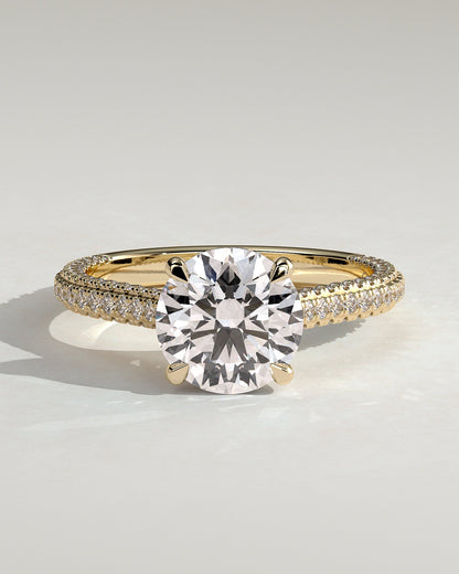 Round Hidden Halo and Pave & Cathedral Lab Grown Diamond Engagement Ring