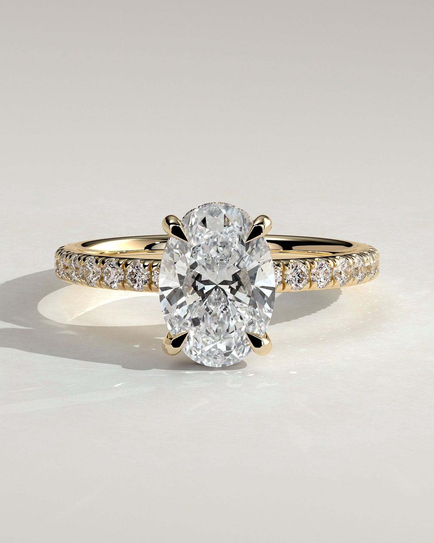 Oval Hidden Halo & Pave Lab Grown Diamond Engagement Ring