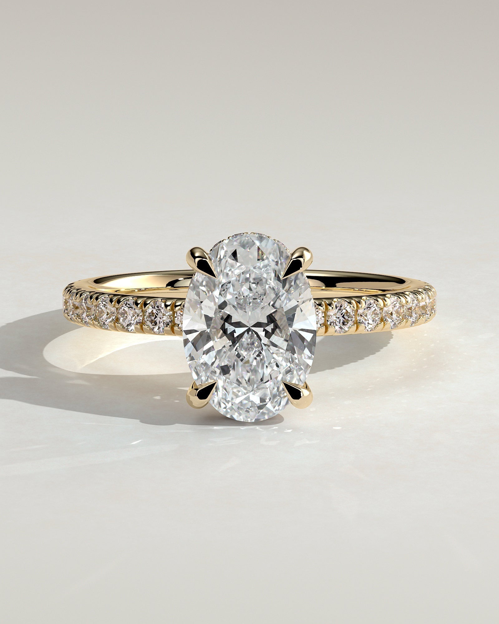 Oval Hidden Halo & Pave Lab Grown Diamond Engagement Ring