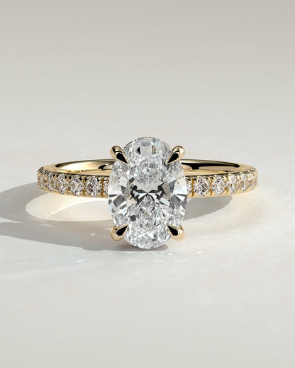 Oval Hidden Halo & Pave Lab Grown Diamond Engagement Ring