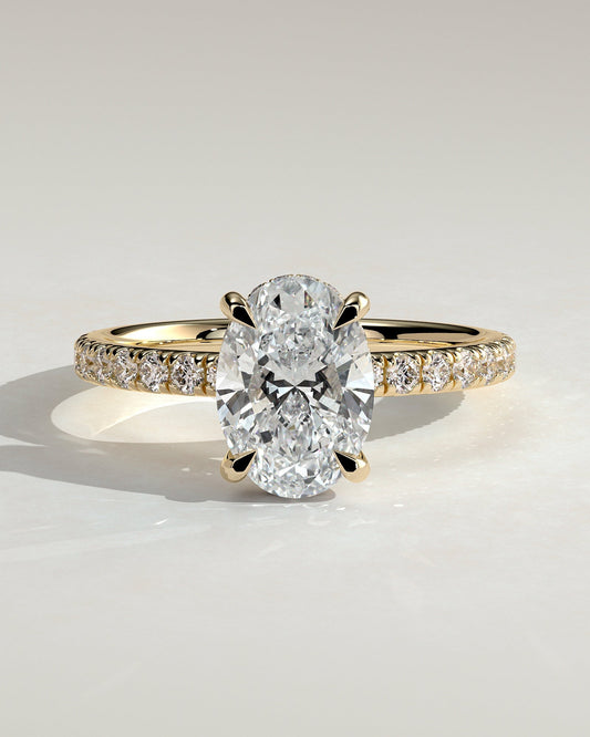 Oval Hidden Halo & Pave Lab Grown Diamond Engagement Ring