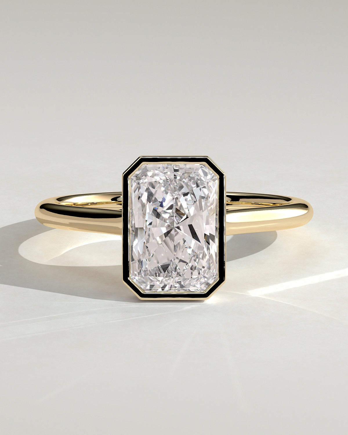 Radiant Bezel Solitaire Lab Grown Diamond Engagement Ring