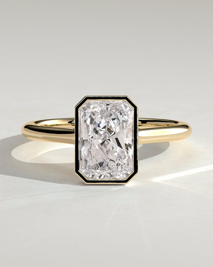 Radiant Bezel Solitaire Lab Grown Diamond Engagement Ring