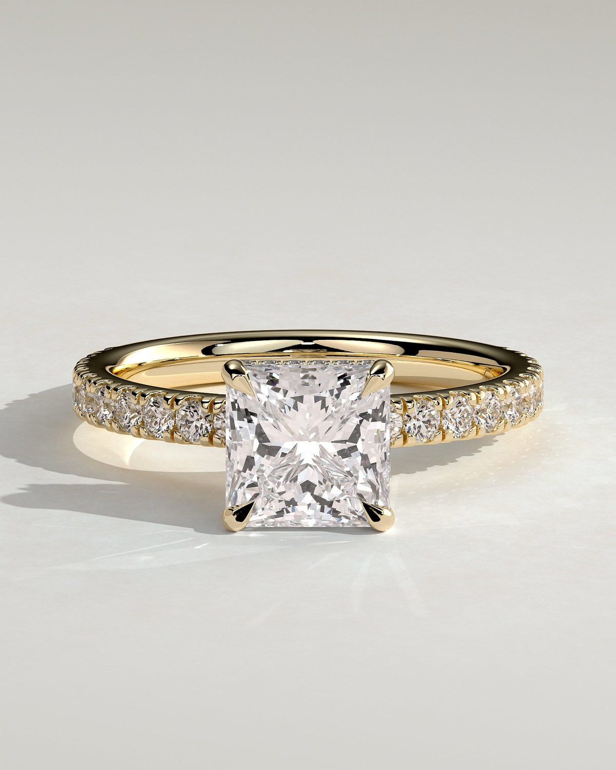 Princess Hidden Halo and Pave Lab Grown Diamond Engagement Ring