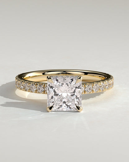 Princess Hidden Halo and Pave Lab Grown Diamond Engagement Ring