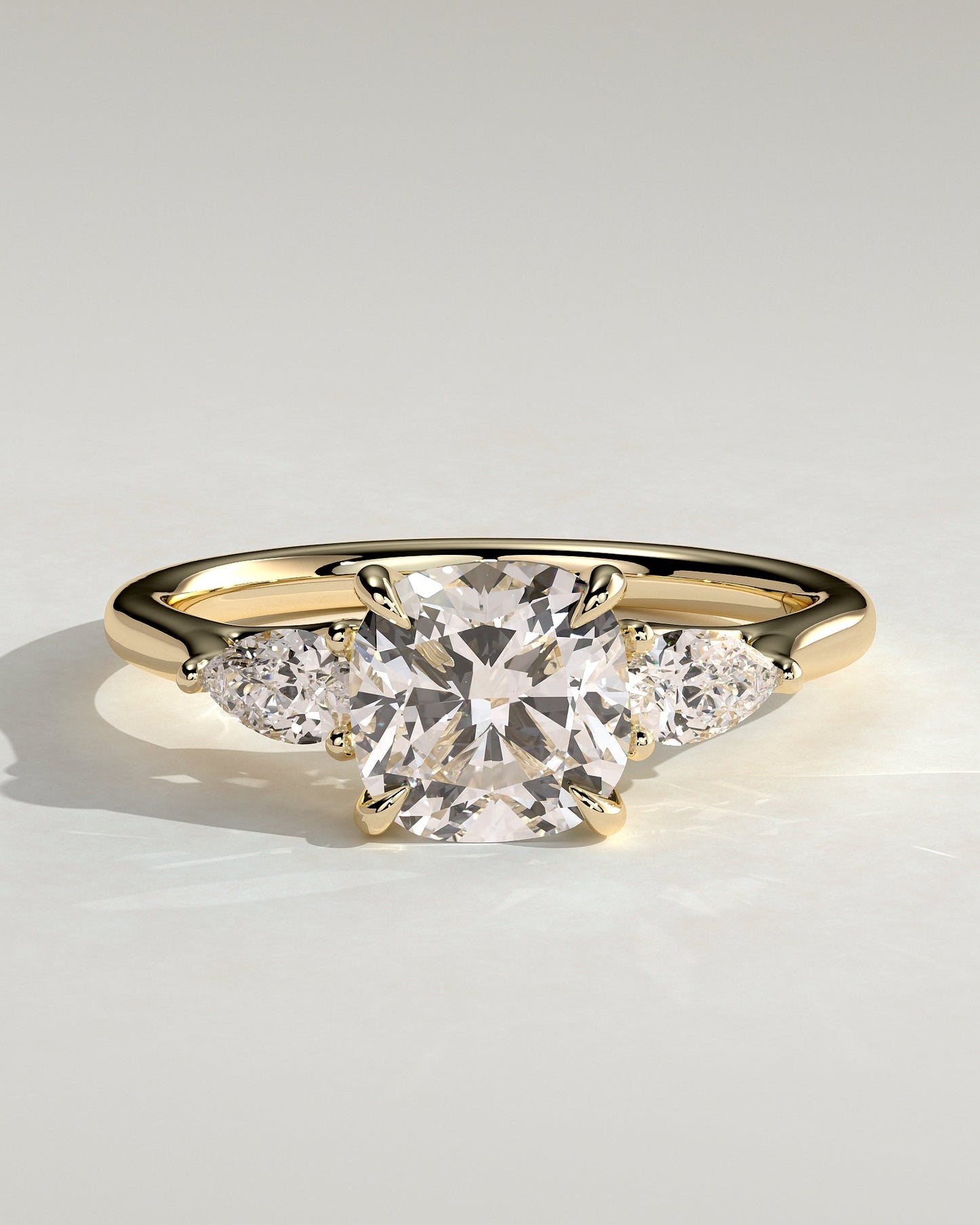 Cushion Three Stones Lab Grown Diamond Engagement Ring
