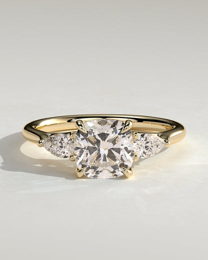 Cushion Three Stones Lab Grown Diamond Engagement Ring