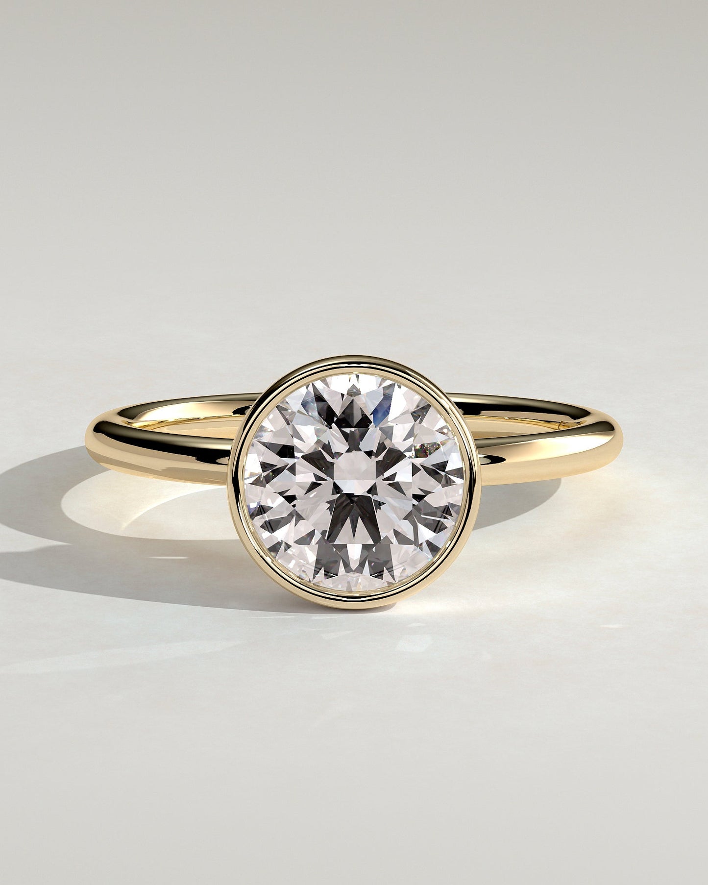 Round Bezel Solitaire Lab Grown Diamond Engagement Ring