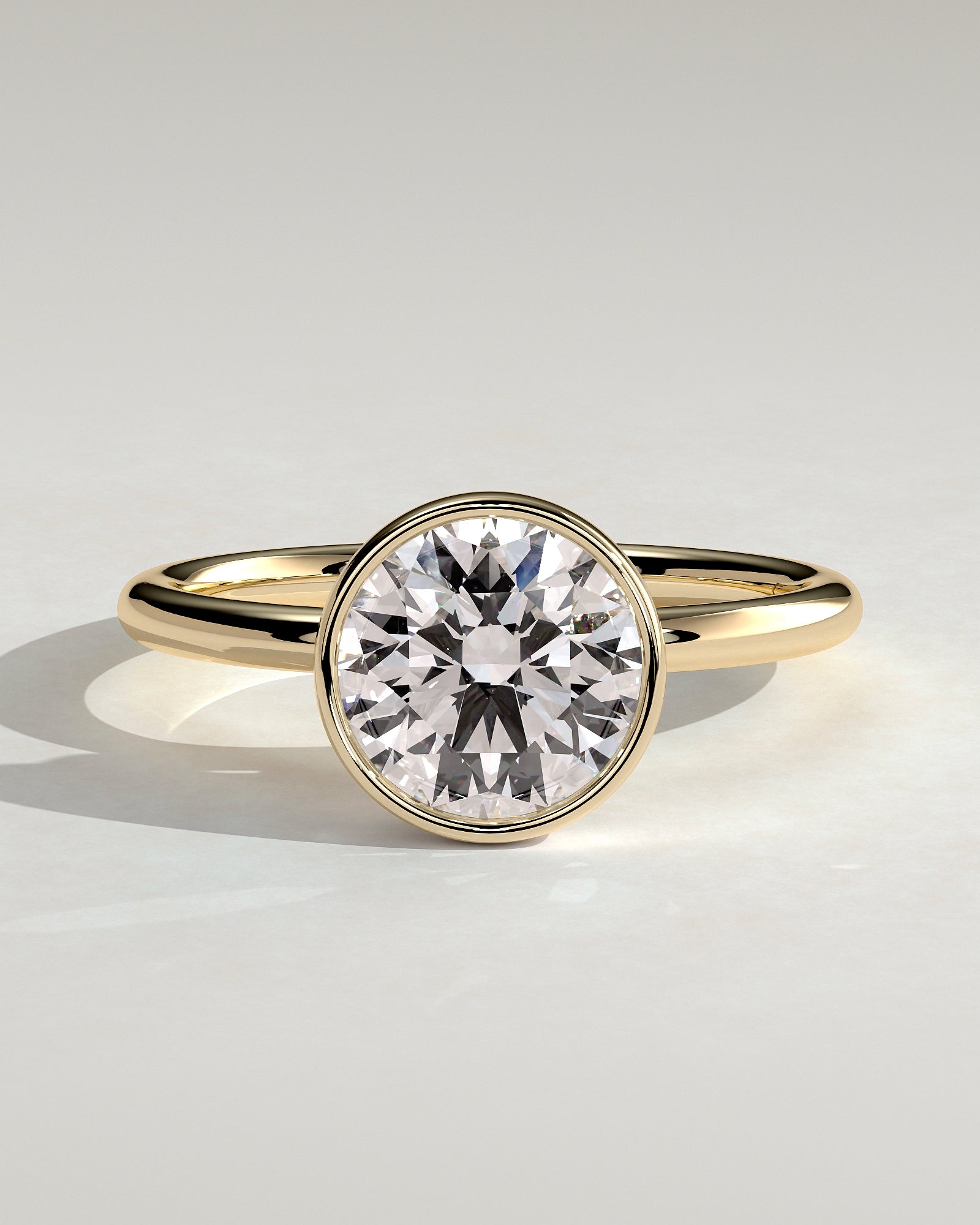 Round Bezel Solitaire Lab Grown Diamond Engagement Ring