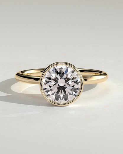 Round Bezel Solitaire Lab Grown Diamond Engagement Ring